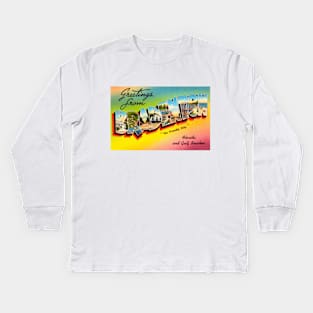 Greetings from Bradenton, Florida - Vintage Large Letter Postcard Kids Long Sleeve T-Shirt